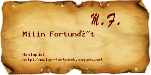 Milin Fortunát névjegykártya